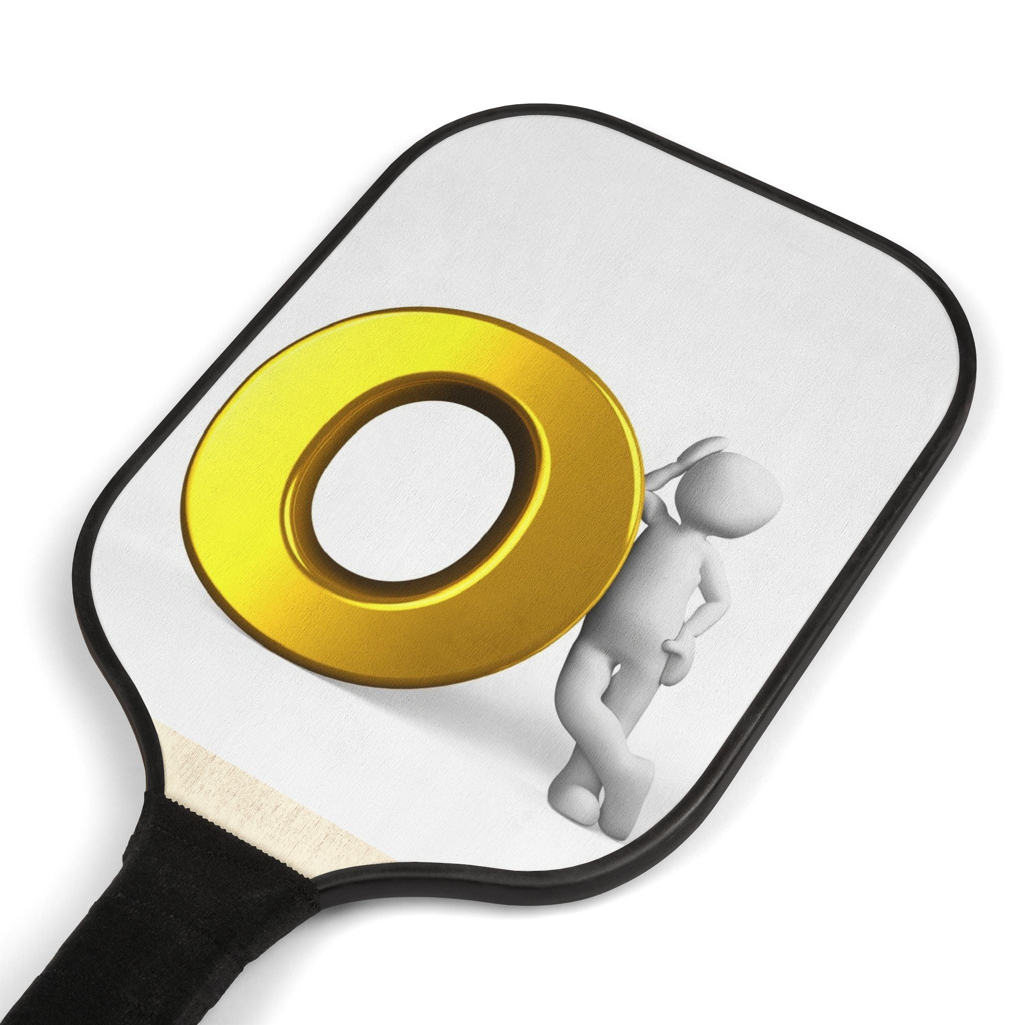 3D Gold Letter O Figure Pickleball Paddle