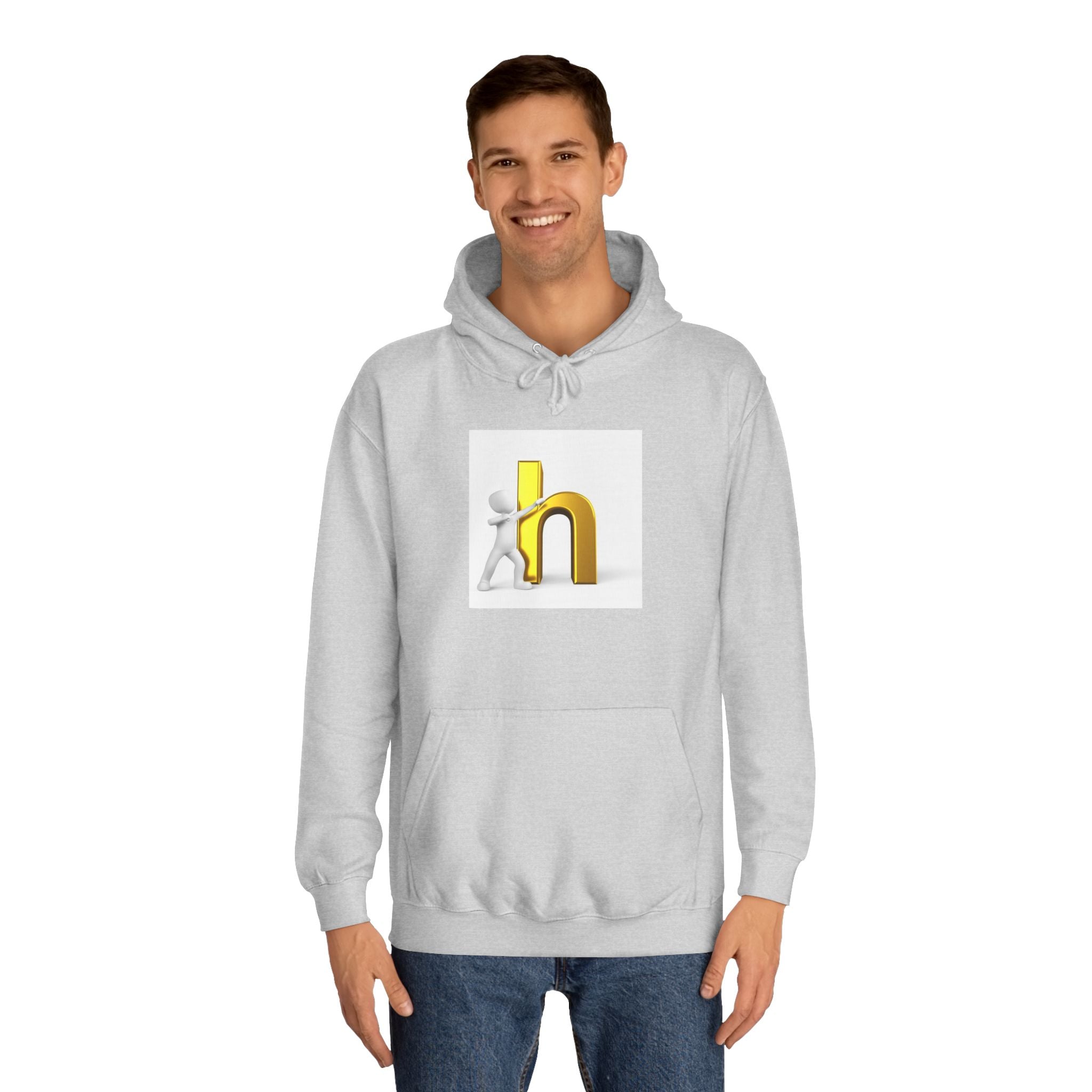 3D Gold Letter H Design Hoodie | Letterman Initial Hoodie