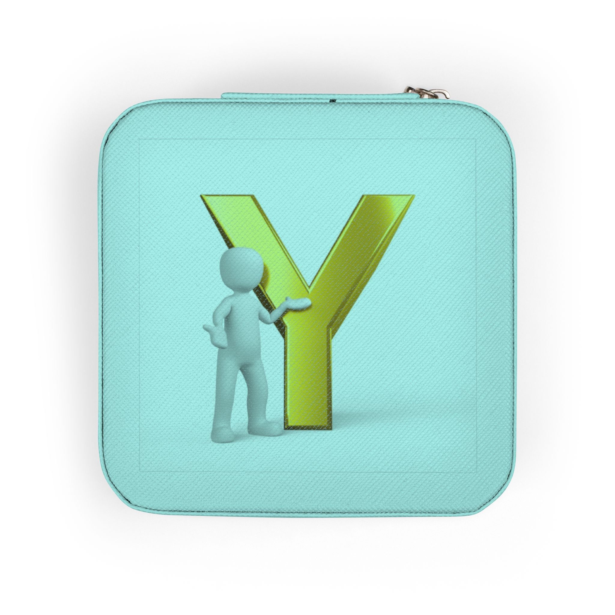 Gold Letter Y Monogram Jewelry Travel Case | Compact Pink Ring Box