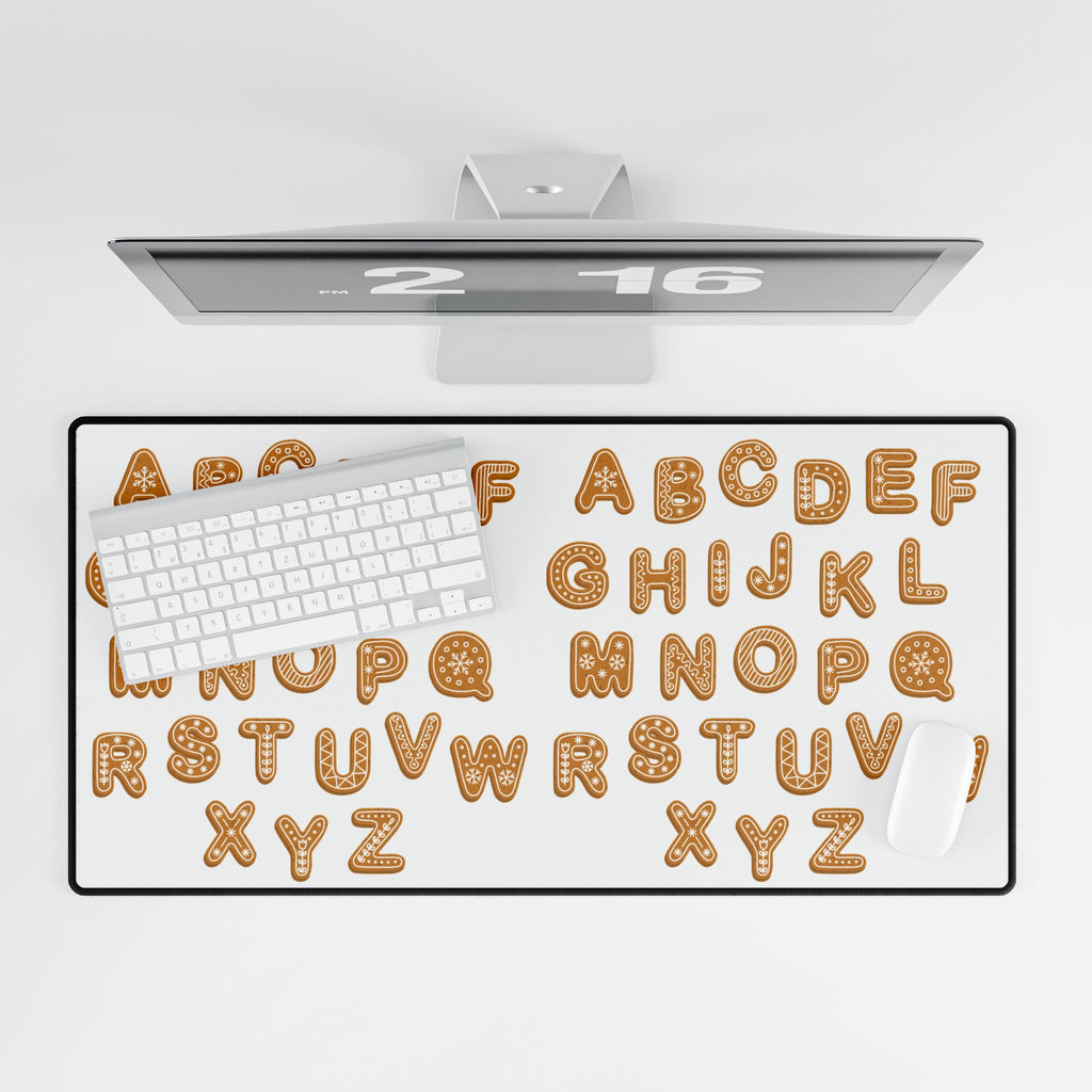 Gingerbread Cookie Alphabet Desk Mat | Cute Baking Letters Mouse Pad