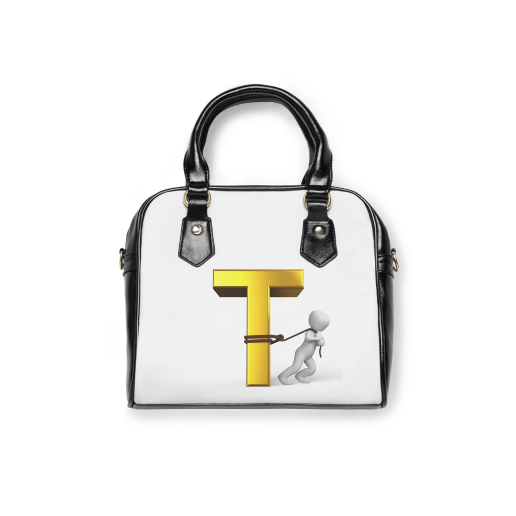 3D Letter T with Figure Shoulder Handbag | Monogram Initial Tote