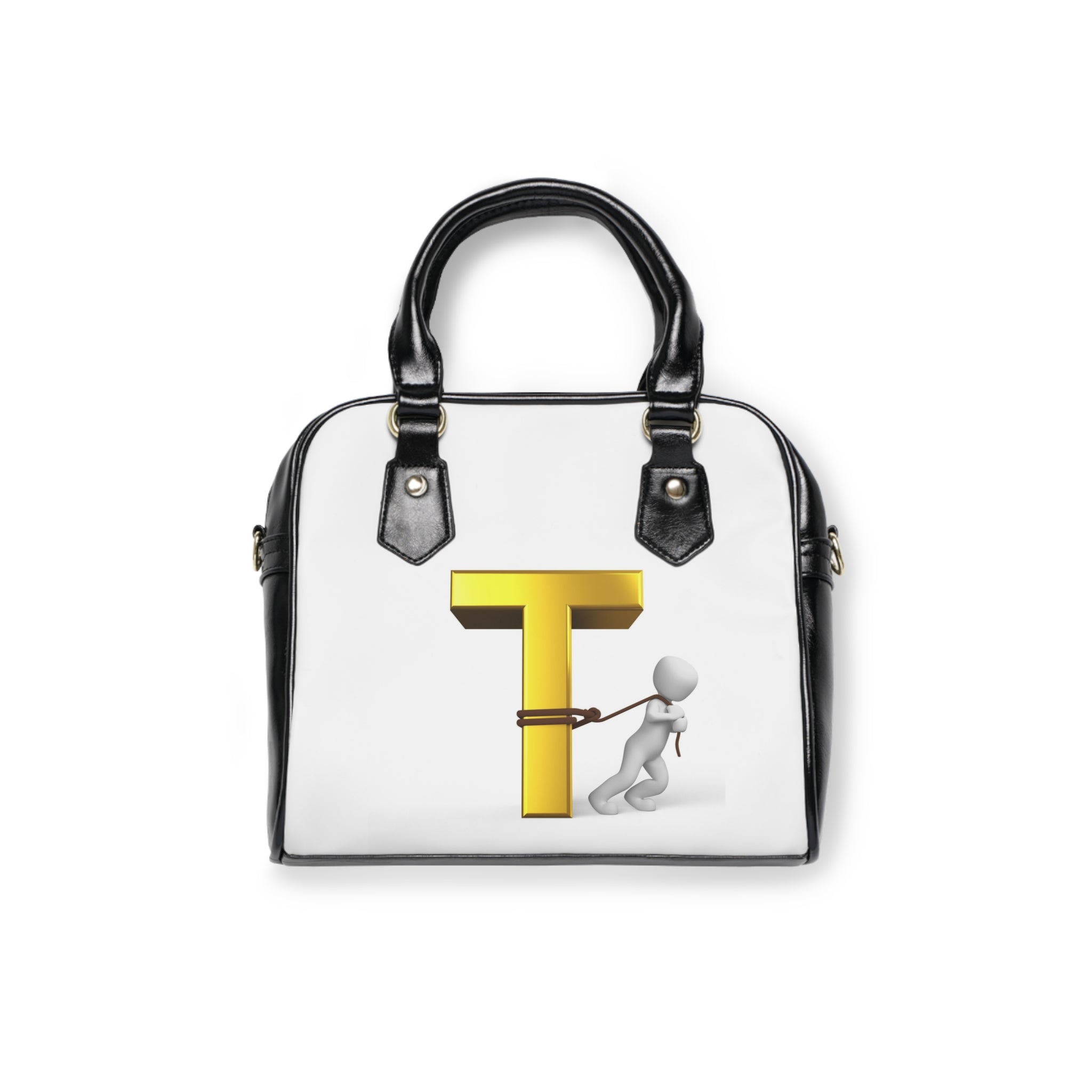 3D Letter T with Figure Shoulder Handbag | Monogram Initial Tote