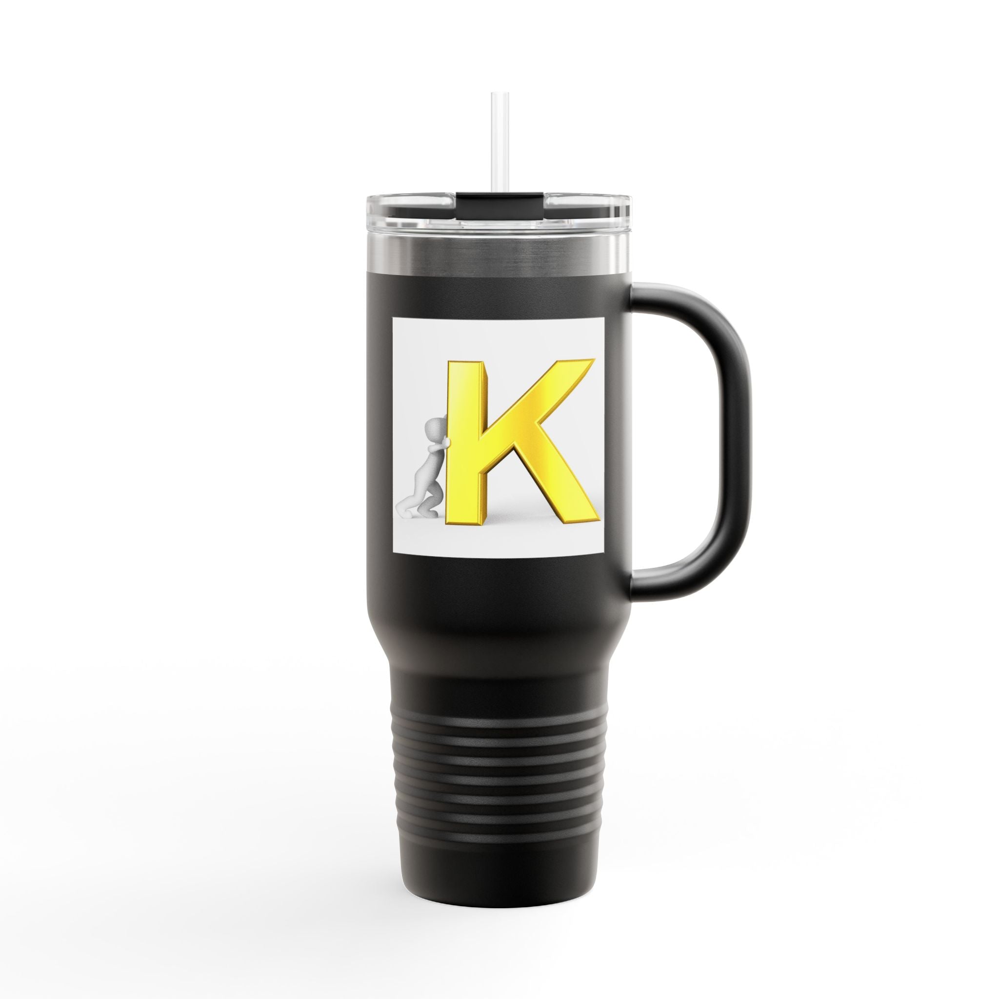 Yellow 3D Letter K monogram Insulated Travel Mug | 40oz