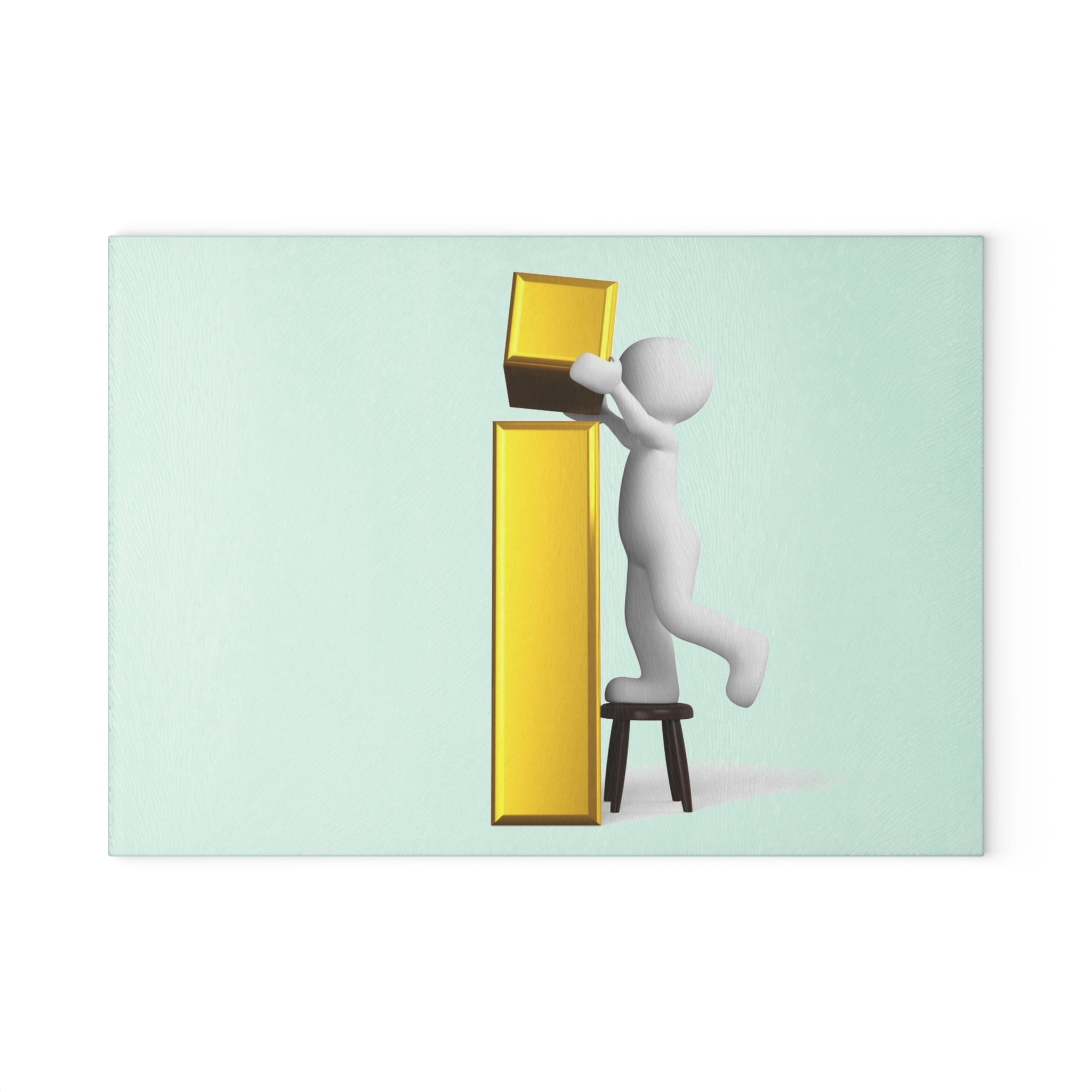 3D Character Stacking Gold Letter I Glass Cutting Board | Alphabet Kitchen Decor