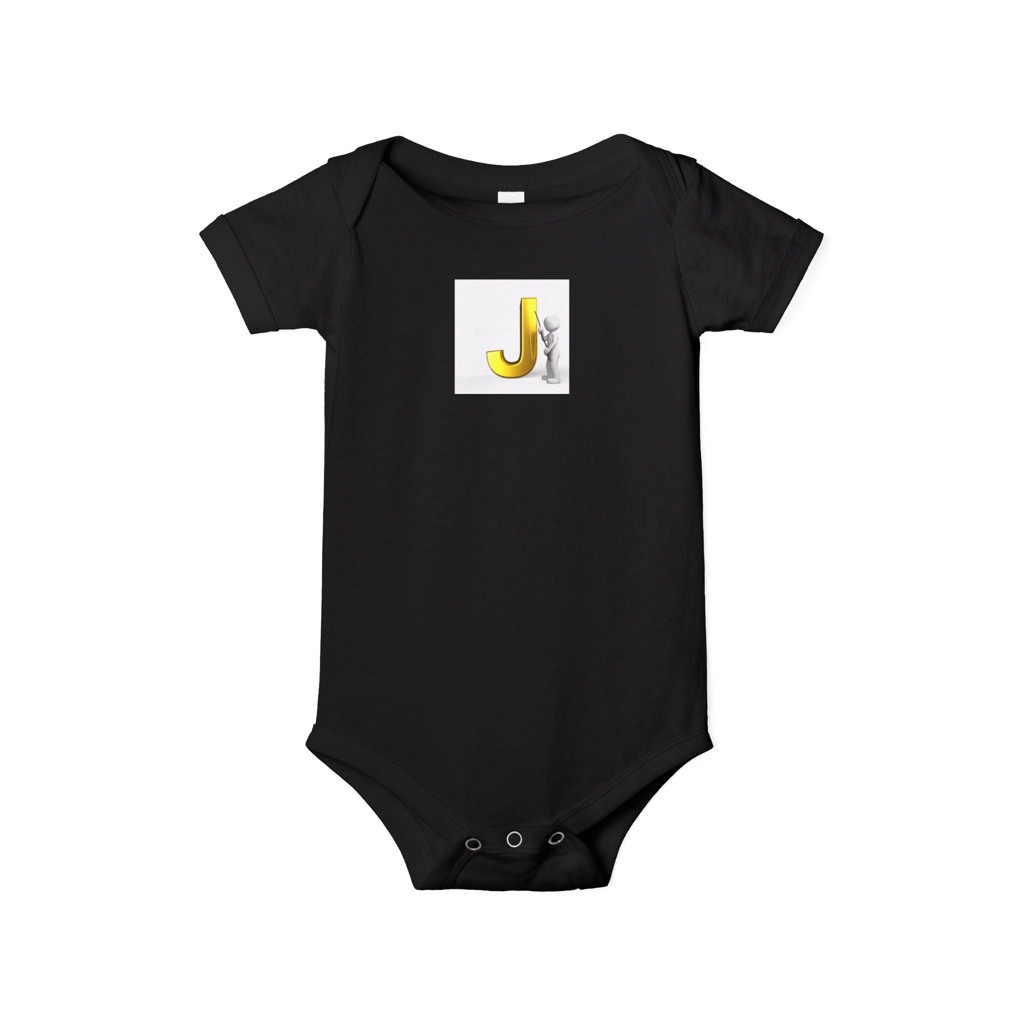 Lettre jaune J avec grenouillère bébé paresseux | Body bébé