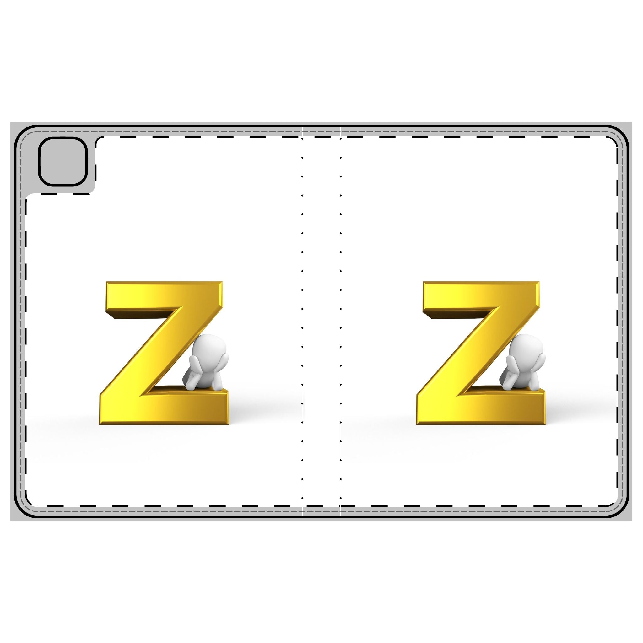Housse de tablette avec motif lettre Z dorée | Monogramme initiale Z