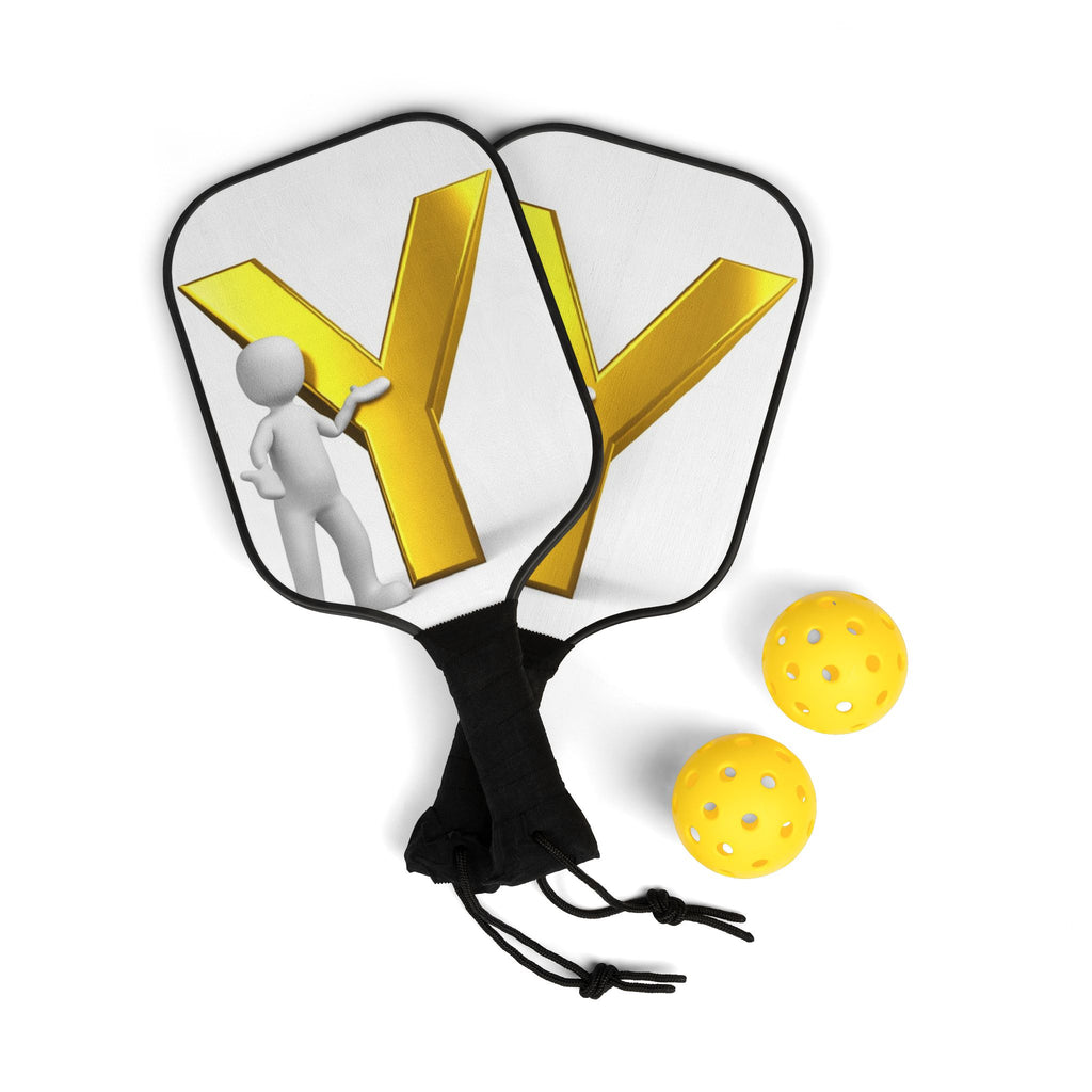Yellow Y Logo Pickleball Paddle Kit | Lightweight Paddle and Balls