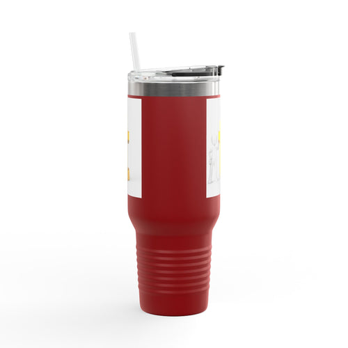 Gobelet de voyage isotherme de 40 oz avec bonhomme allumette en 3D et lettre T dorée | Grand gobelet