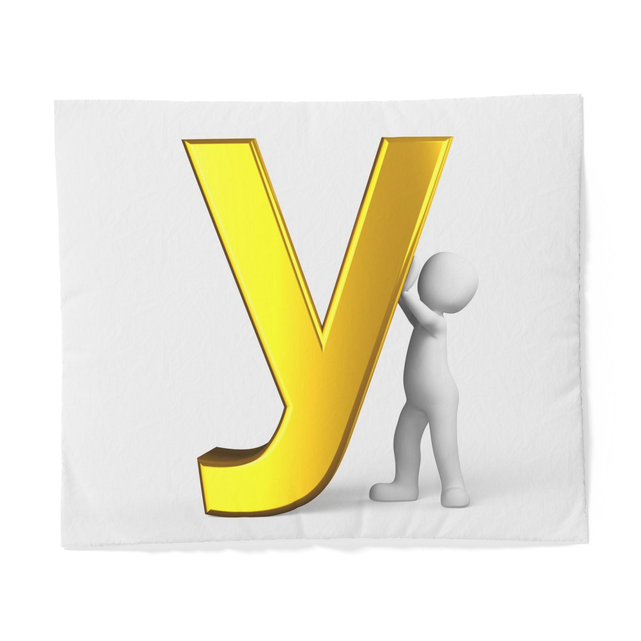 Gold Letter Y duvet cover | Monogram initial cotton duvet