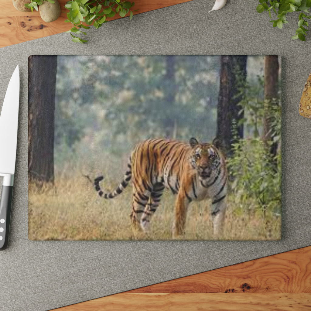Bengal Tiger Photography Glass Cutting Board | Wildlife Kitchen Décor