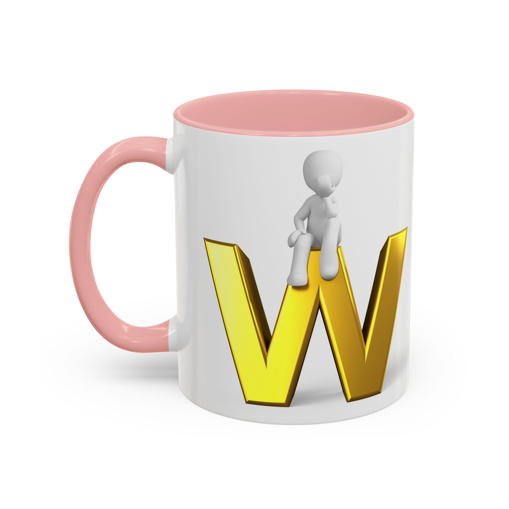 3D Letter W with Sitting Figure Mug | Accent Coffee Mug