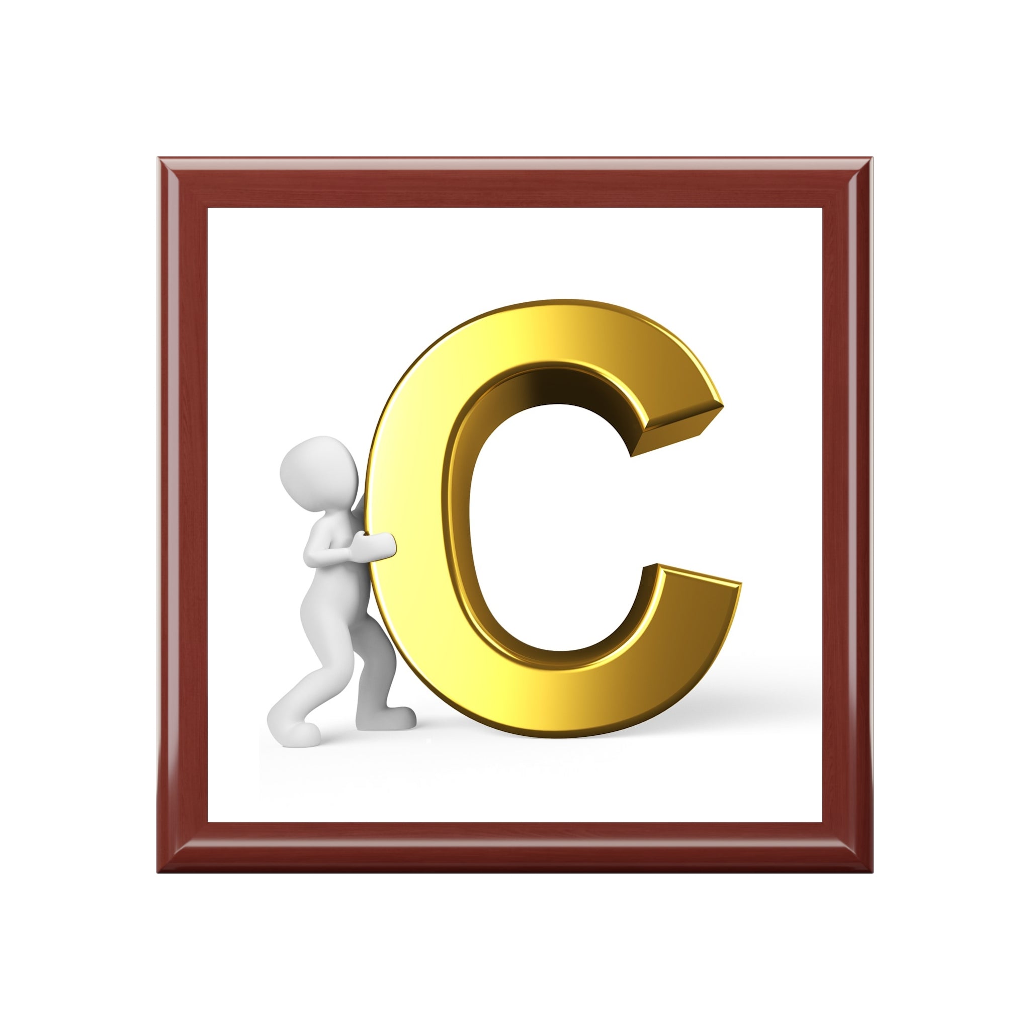 Boîte à bijoux monogramme C en or | Souvenir personnalisé avec initiale