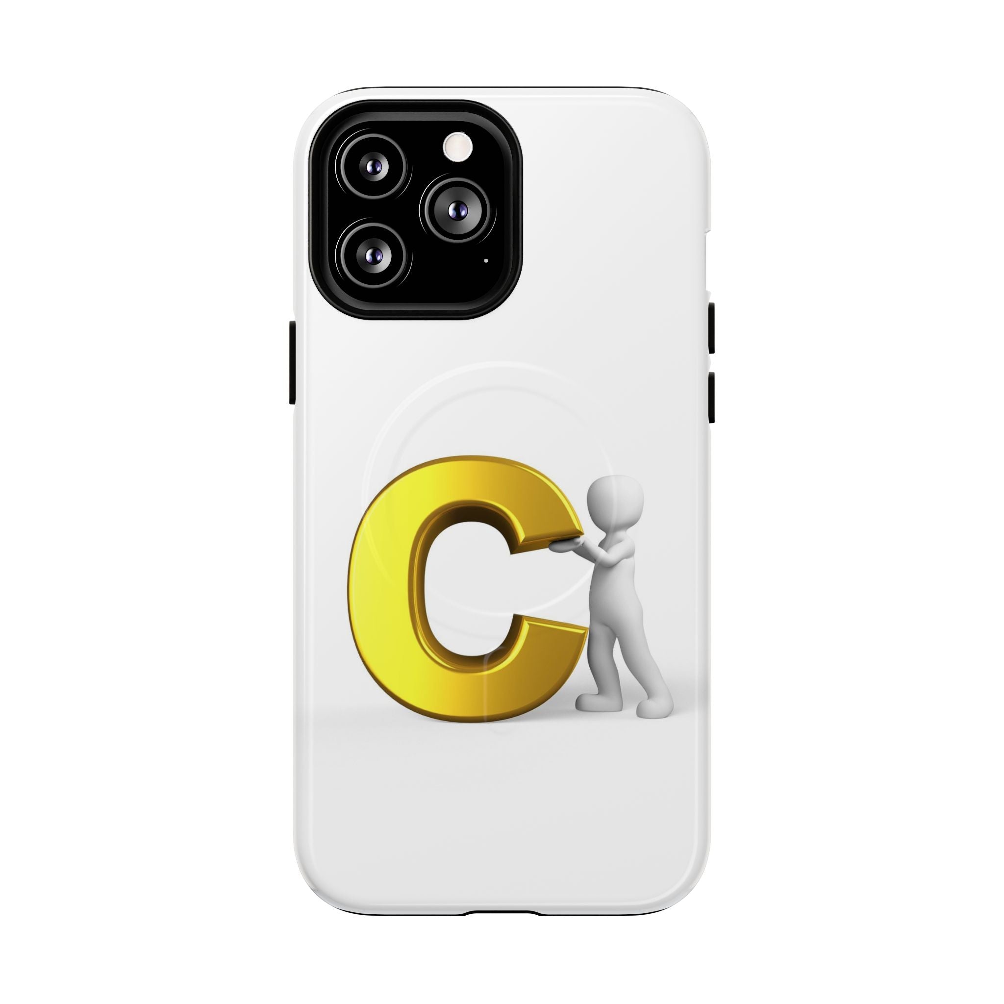 Coque de téléphone Monogramme Lettre C Dorée | Coque magnétique robuste