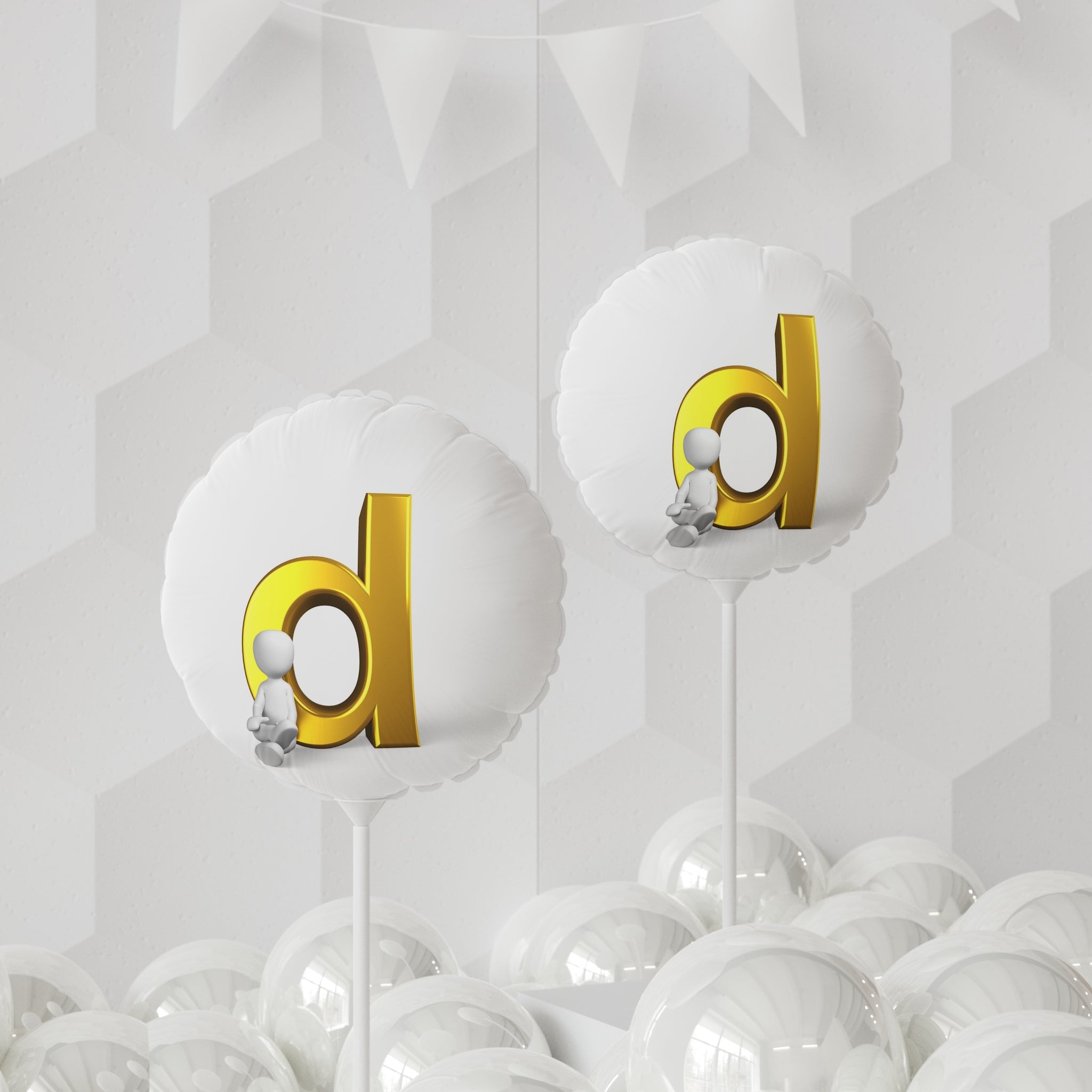 Gold Letter D Balloon round foil balloon | Alphabet initial balloon