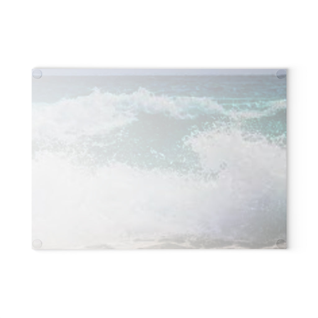 Ocean Wave Glass Cutting Board | Sea Shore Kitchen Decor, Coastal Art