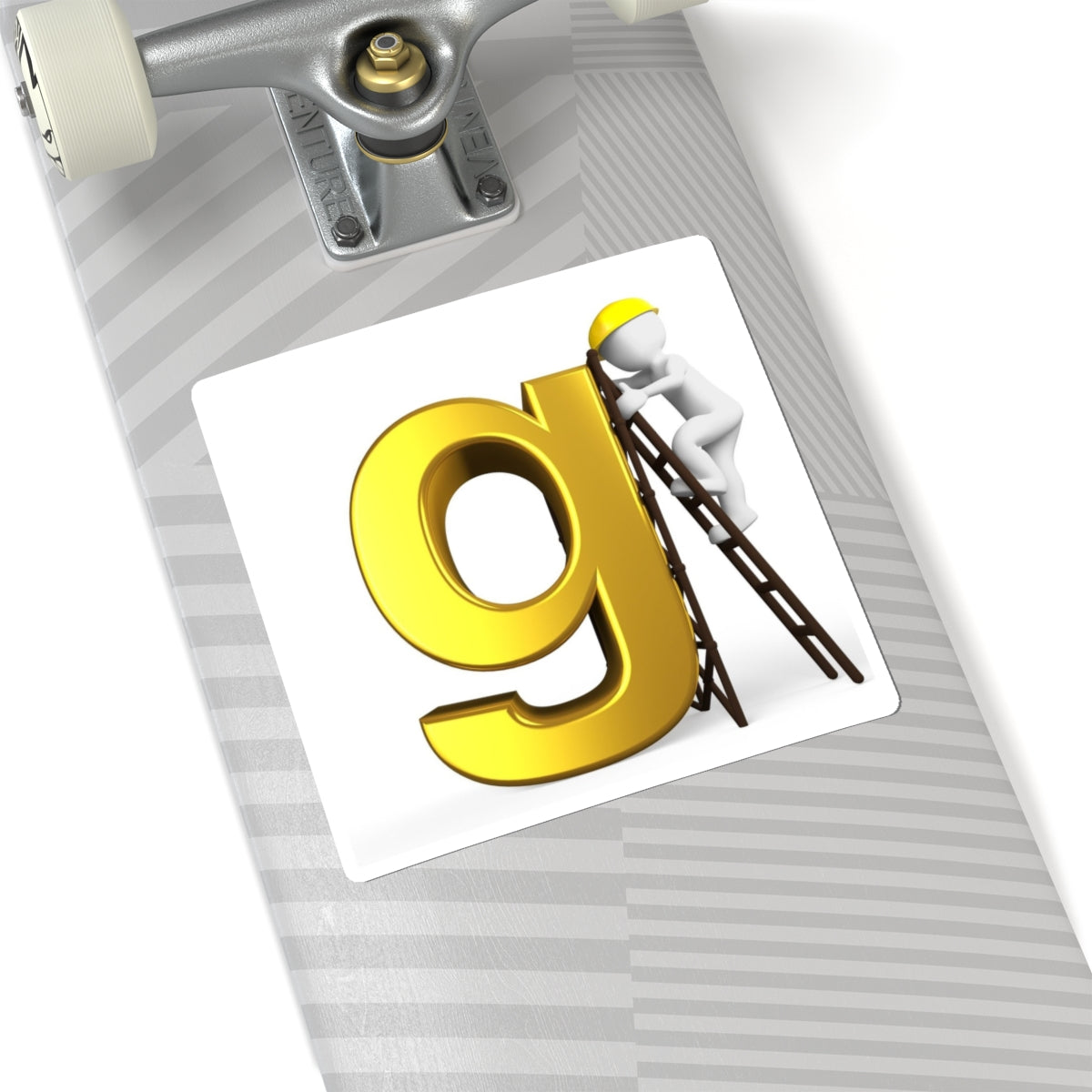 Yellow 3D Letter G with Worker Sticker | Kiss-Cut Sticker