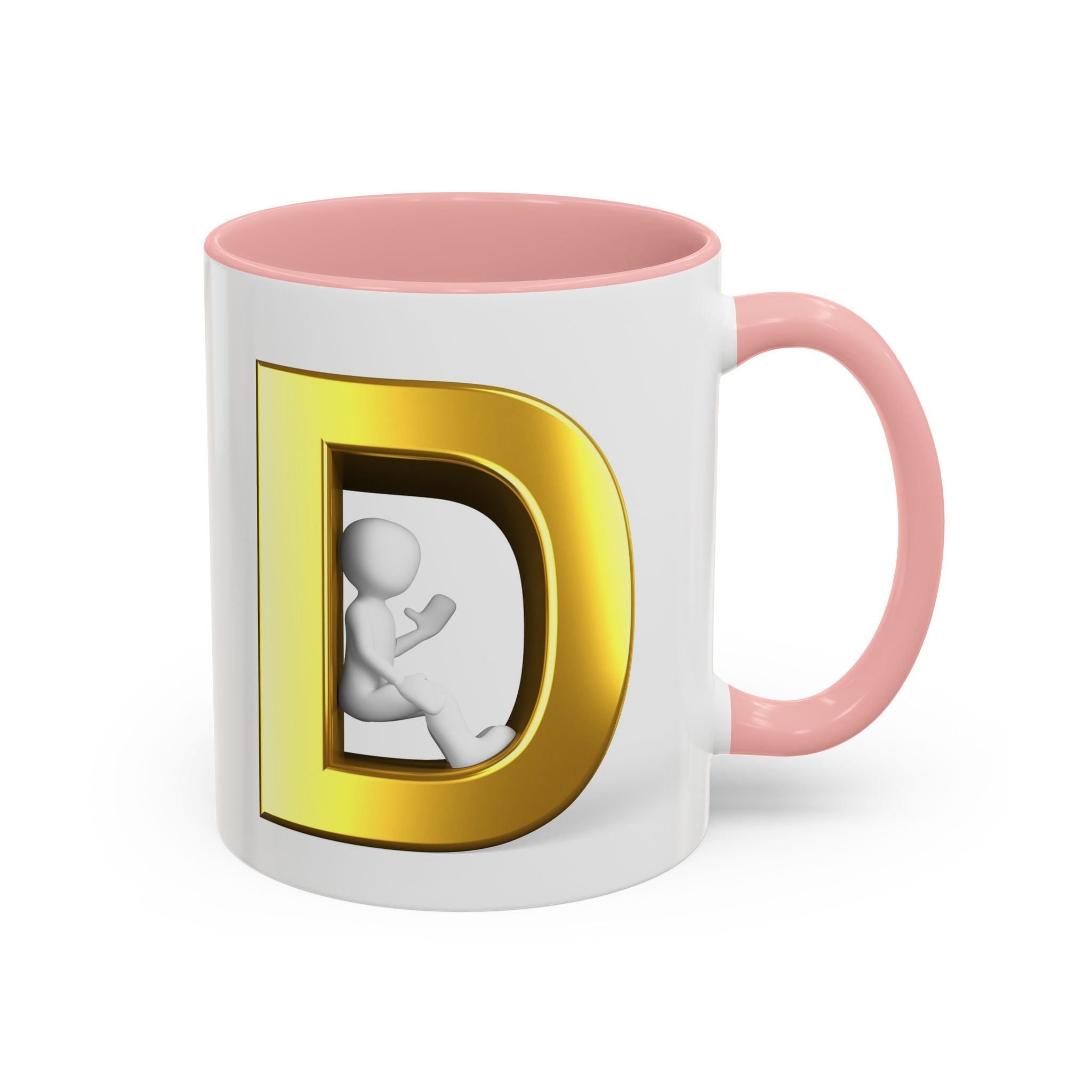Goldbuchstabe D Monogramm-Tasse | Akzent-Kaffeetasse