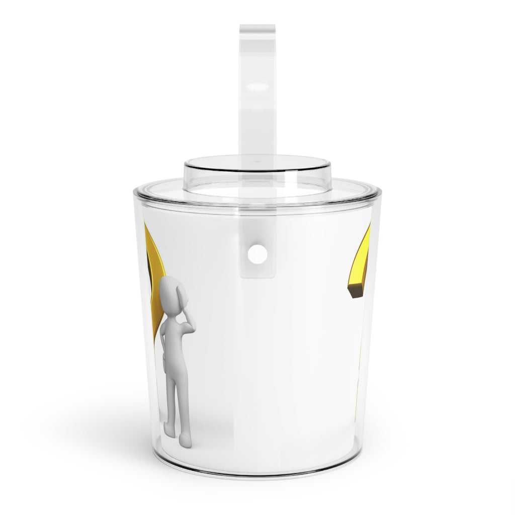 Gold Question Mark Figure Ice Bucket with Tongs | Novelty Bar Accessory