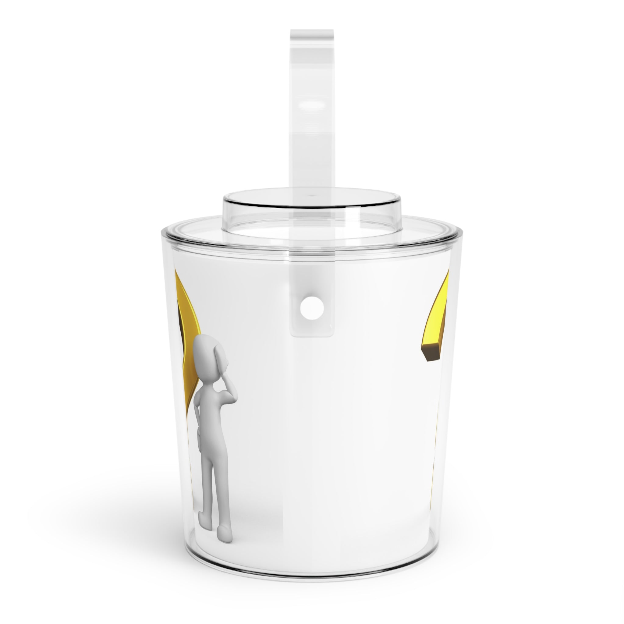 Gold Question Mark Figure Ice Bucket with Tongs | Novelty Bar Accessory