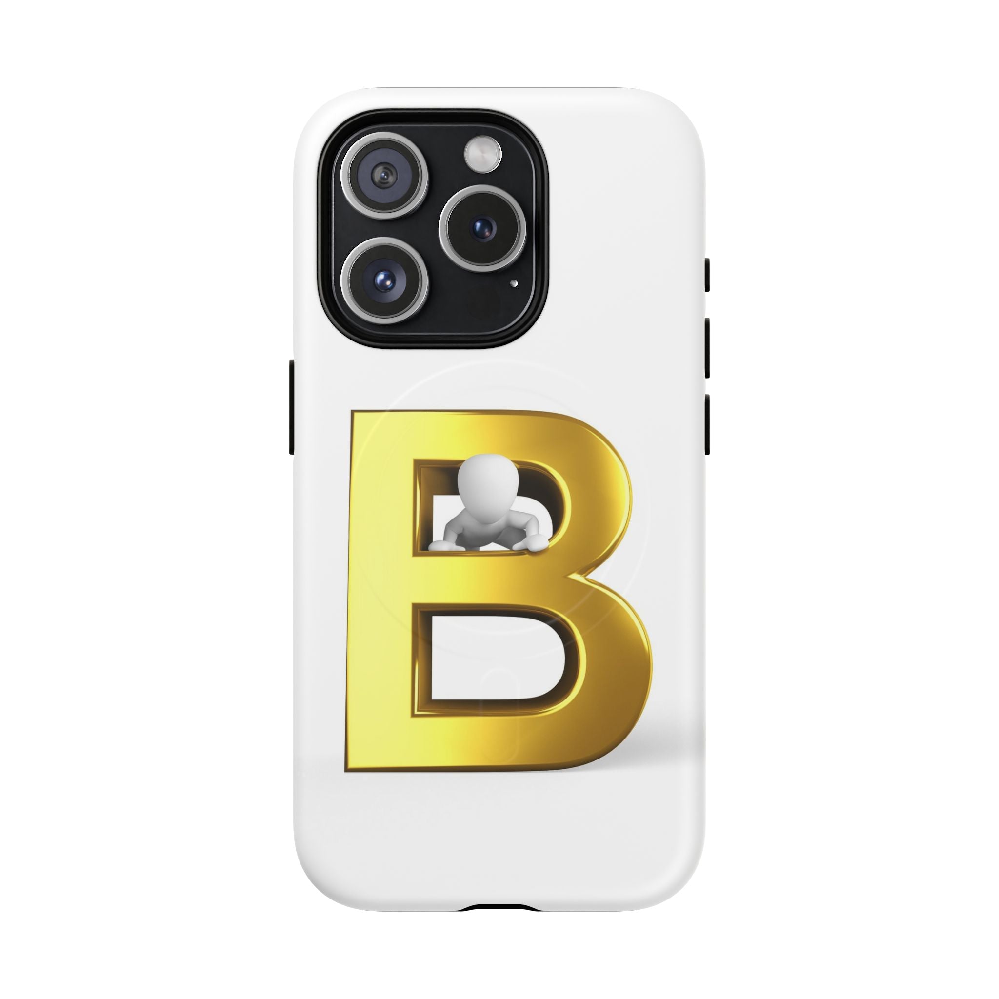 Coque de téléphone 3D Lettre B dorée | Coque magnétique résistante
