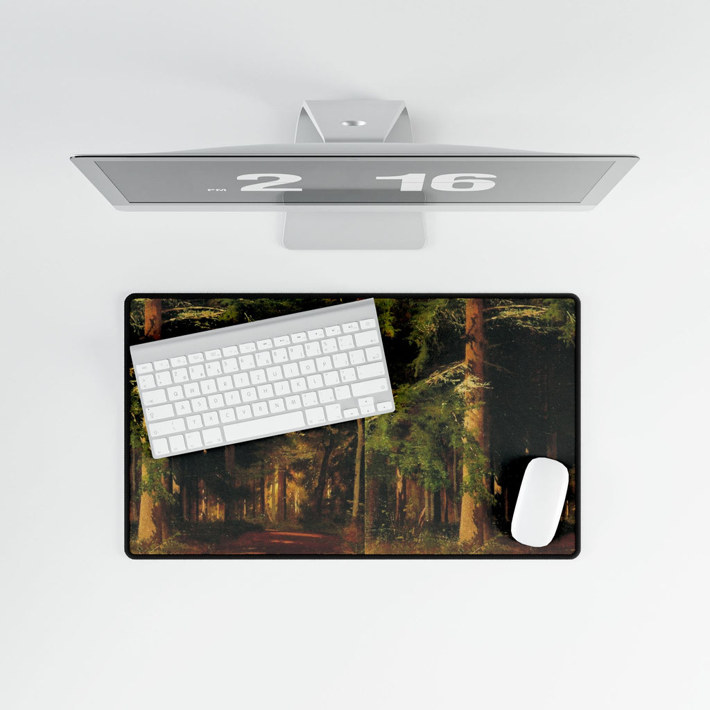 Forest Path Painting Desk Mat | Scenic Woodland Mousepad Deskmat
