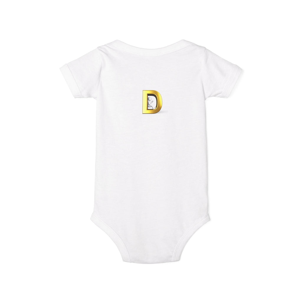Gold Letter D Infant Onesie | Baby Monogram Initial Bodysuit