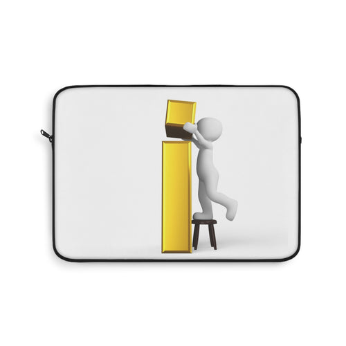Housse d'ordinateur portable motif bonhomme allumette 3D et lettre « i » | Étui technologique minimaliste blanc