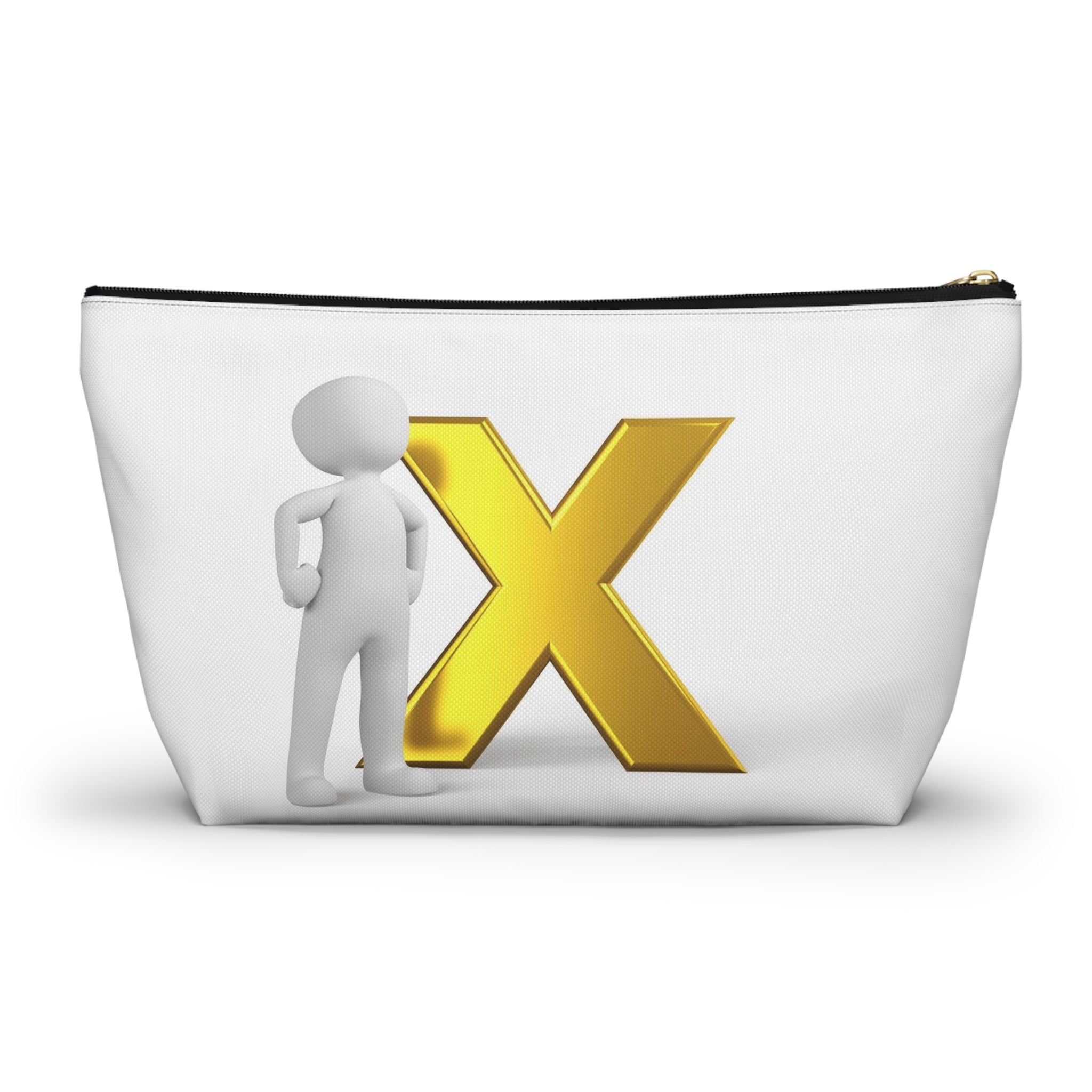 3D Stick Figure with Gold X Accessory Pouch