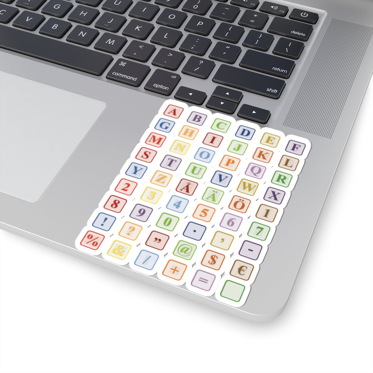 Colorful Alphabet Keyboard Keystickers Kiss-Cut Stickers | Letter Number Symbol Decal Sheet