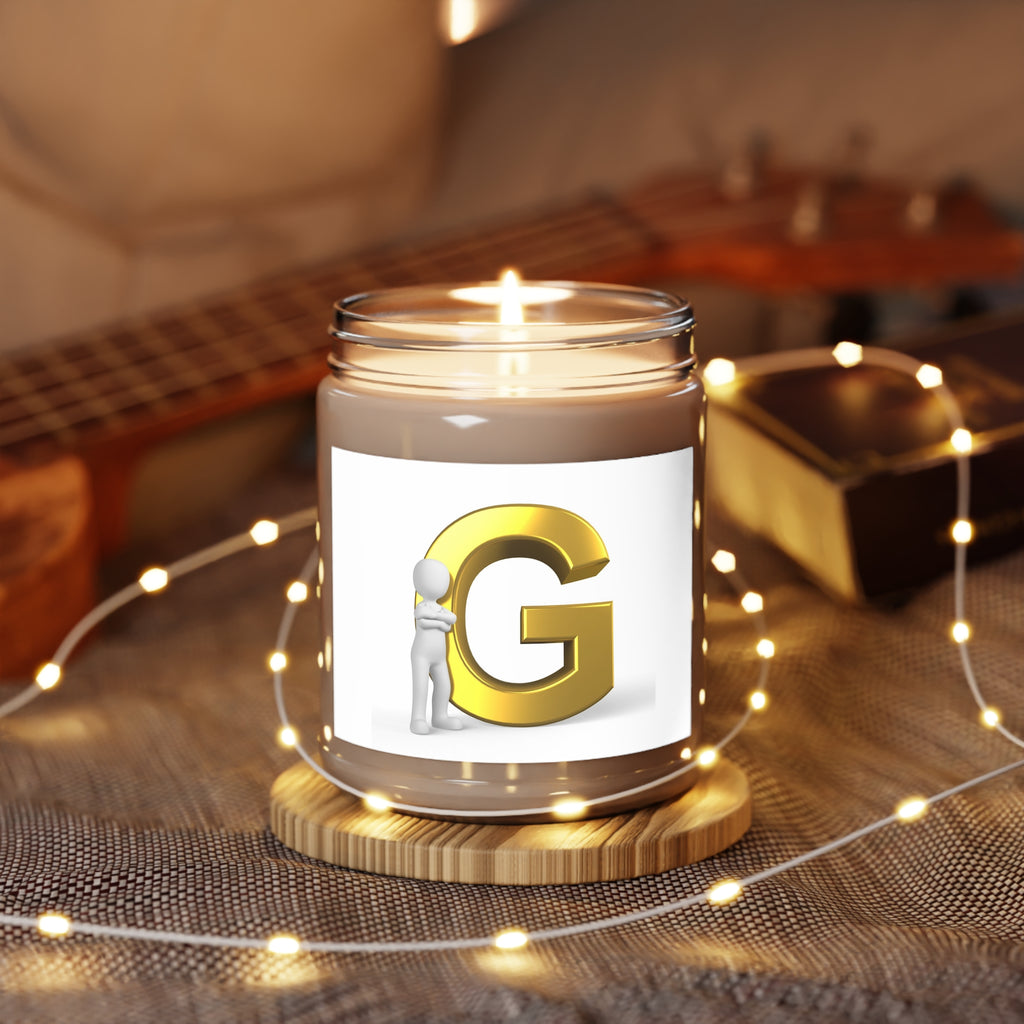 Gold Letter G Monogram Candle 9oz Soy Jar | White Lid