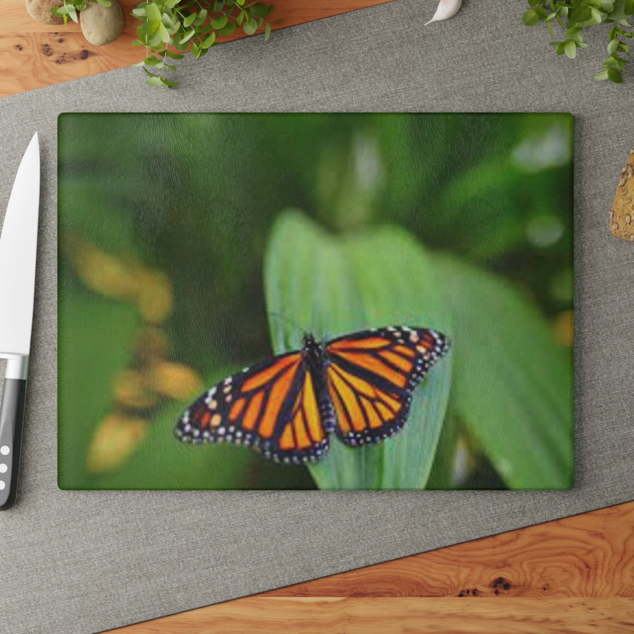 Abstract Black Geometric Art Glass Cutting Board | Kitchen Countertop Decor