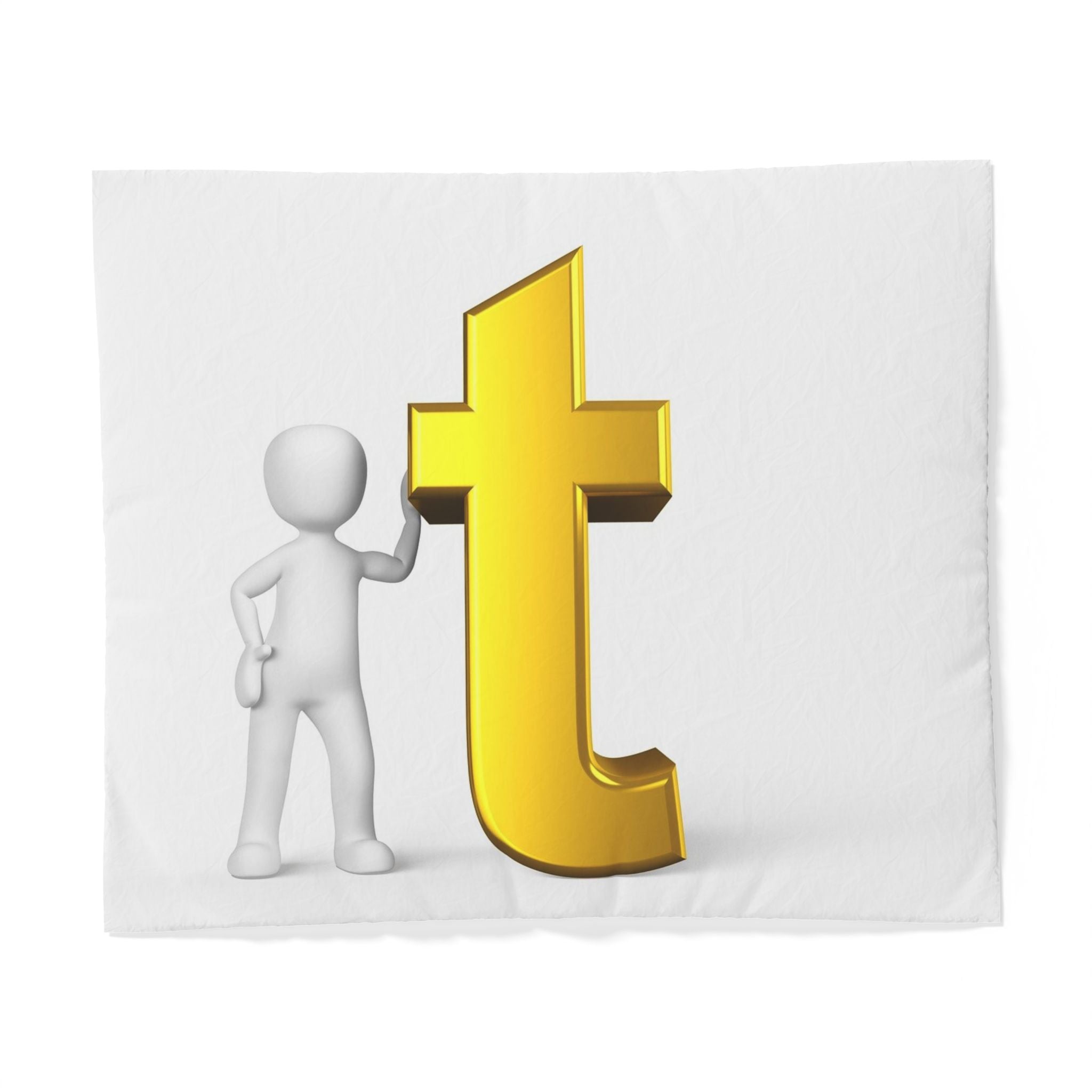 Housse de couette Figure et lettre T en or 3D | Parure de lit monogramme alphabet