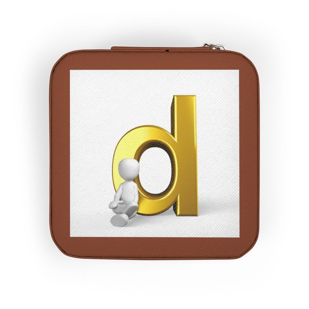 Gold Letter D Initial Jewelry Travel Case | Compact Pink Velvet Organizer