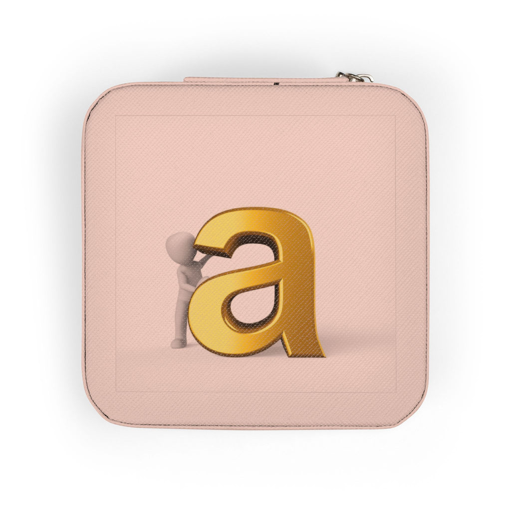 Gold Monogram A Jewelry Travel Case | Compact Personalized Jewelry Box