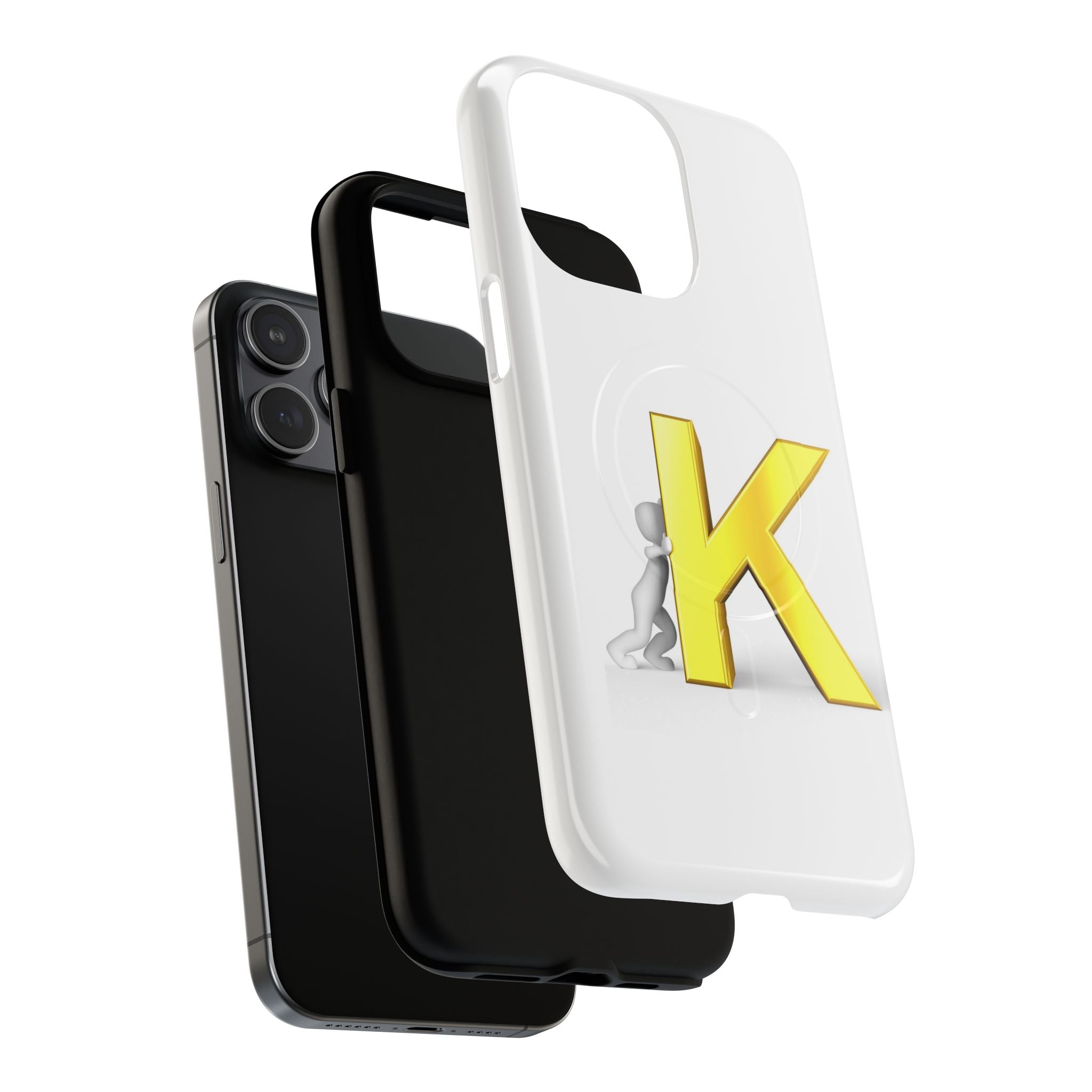 Yellow K Letter Phone Case | Tough Magnetic Case, Monogram Initial K