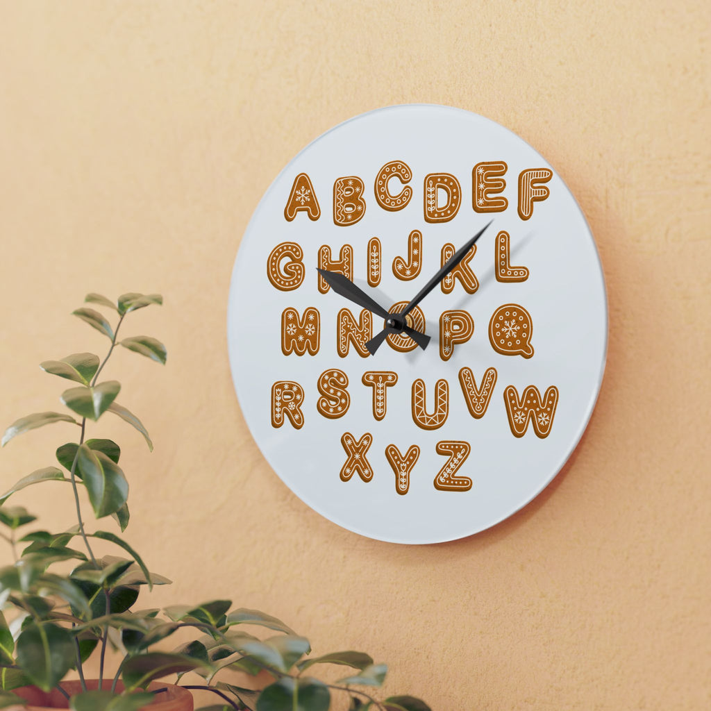 Gingerbread Cookie Alphabet Acrylic Wall Clock | Kids Decor, Kitchen Clock