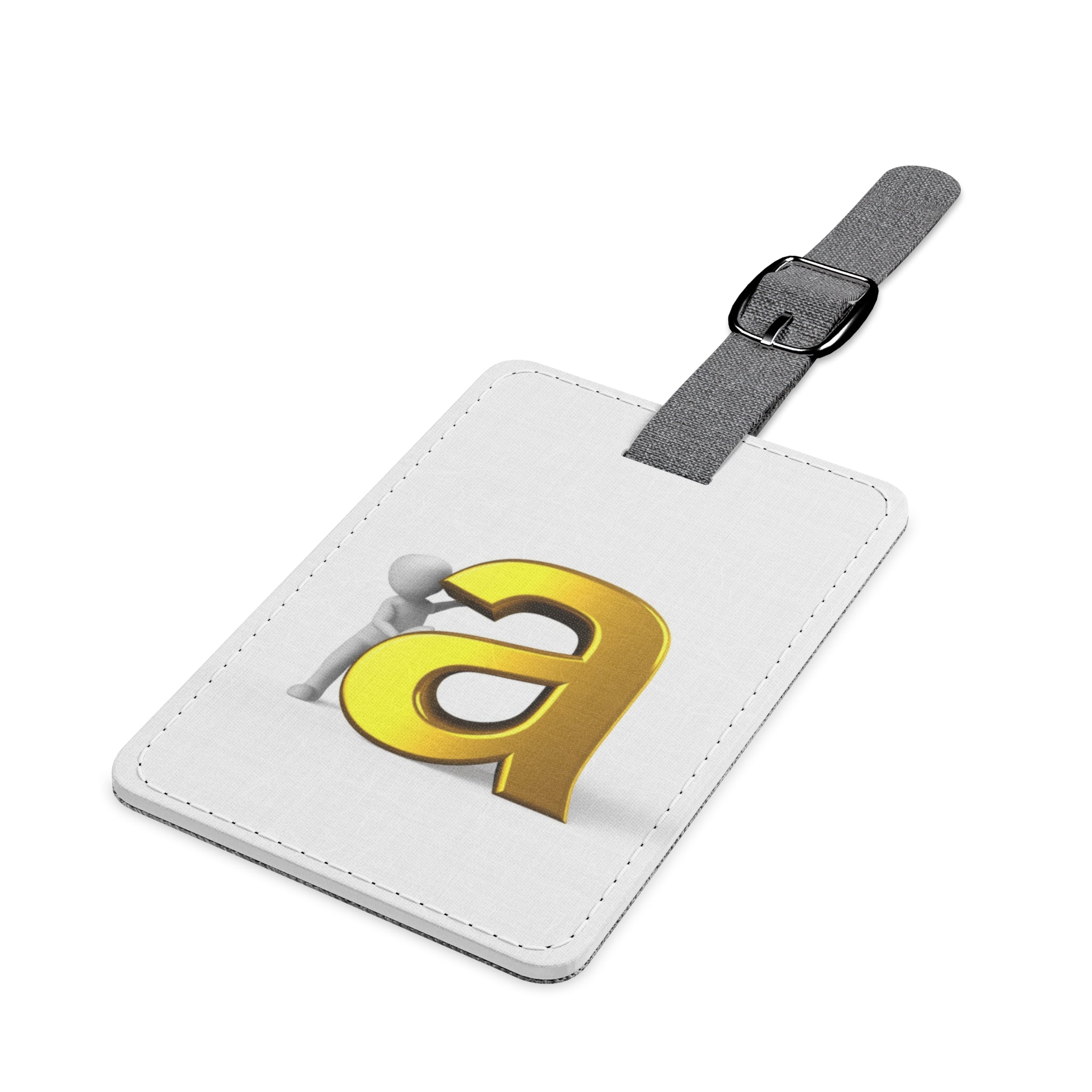 Gold Letter A Luggage Tag Saffiano Polyester Rectangle | Monogram Initial Travel Tag