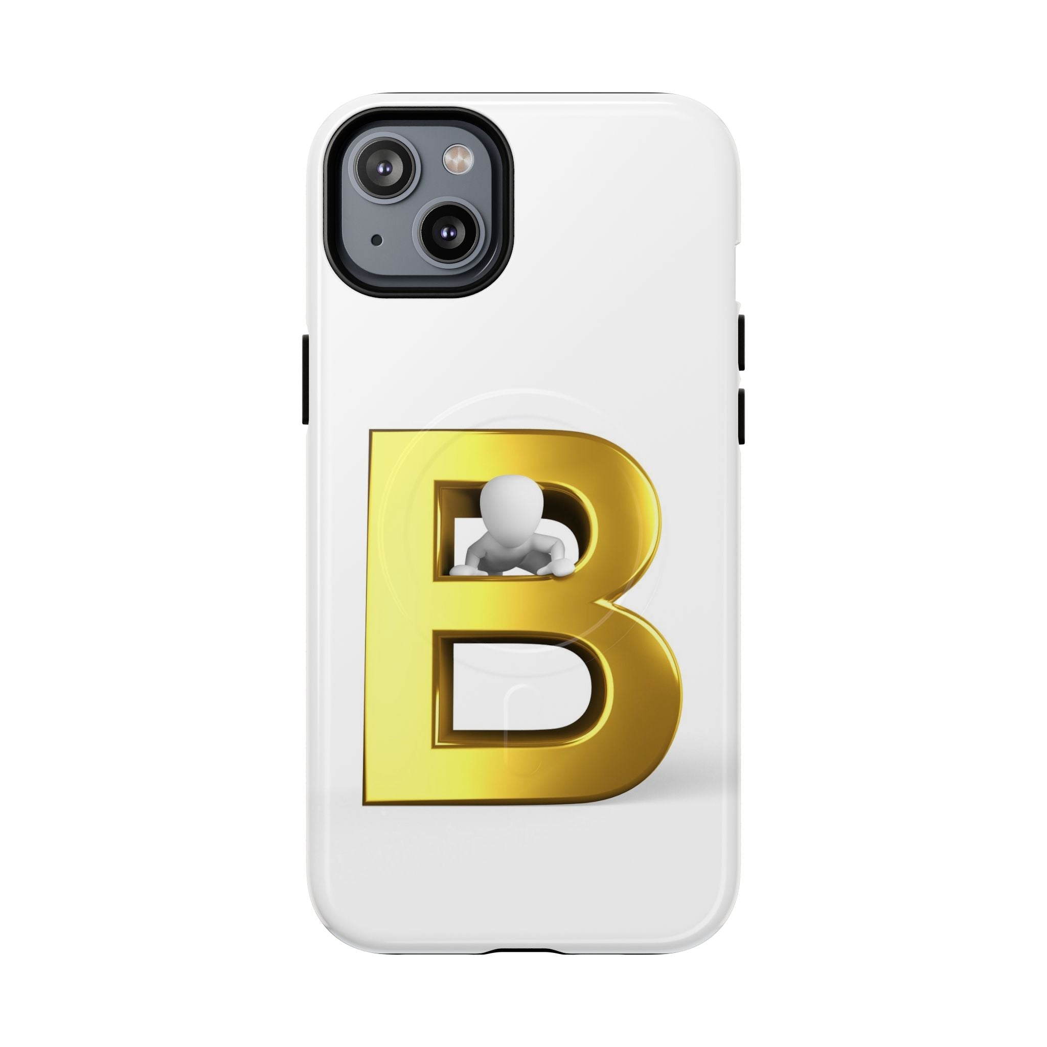 Coque de téléphone 3D Lettre B dorée | Coque magnétique résistante