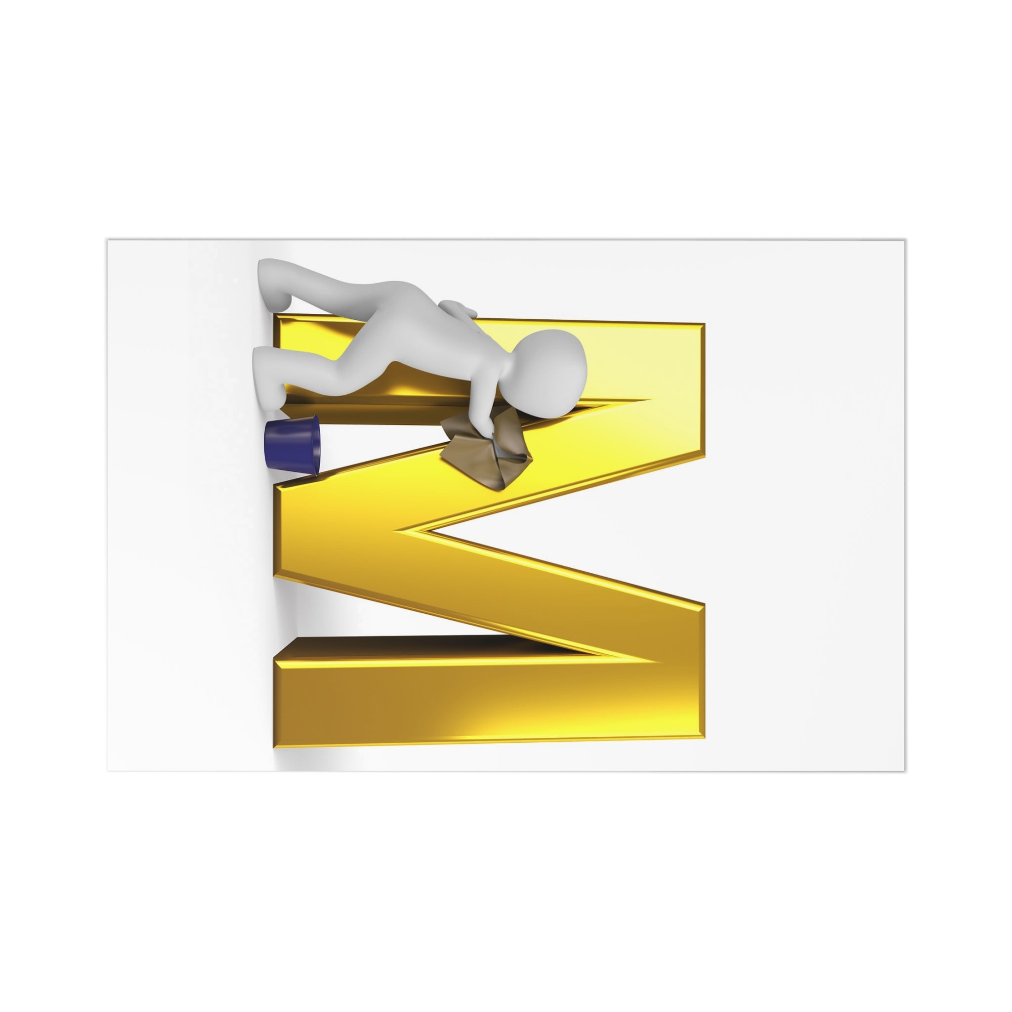 3D Person Painting Gold Letter M Postcards (7 pcs)