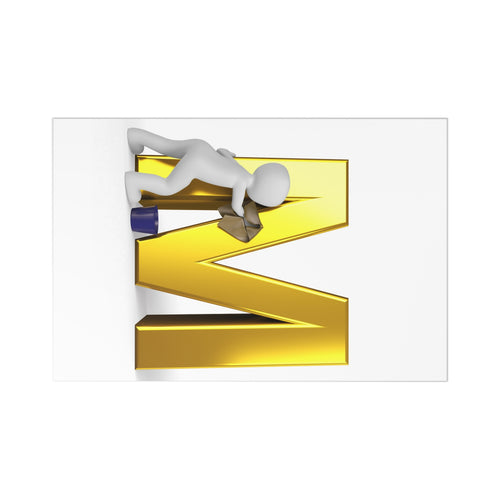 Cartes postales 3D Personnage Peignant Lettre M Dorée (7 pcs)