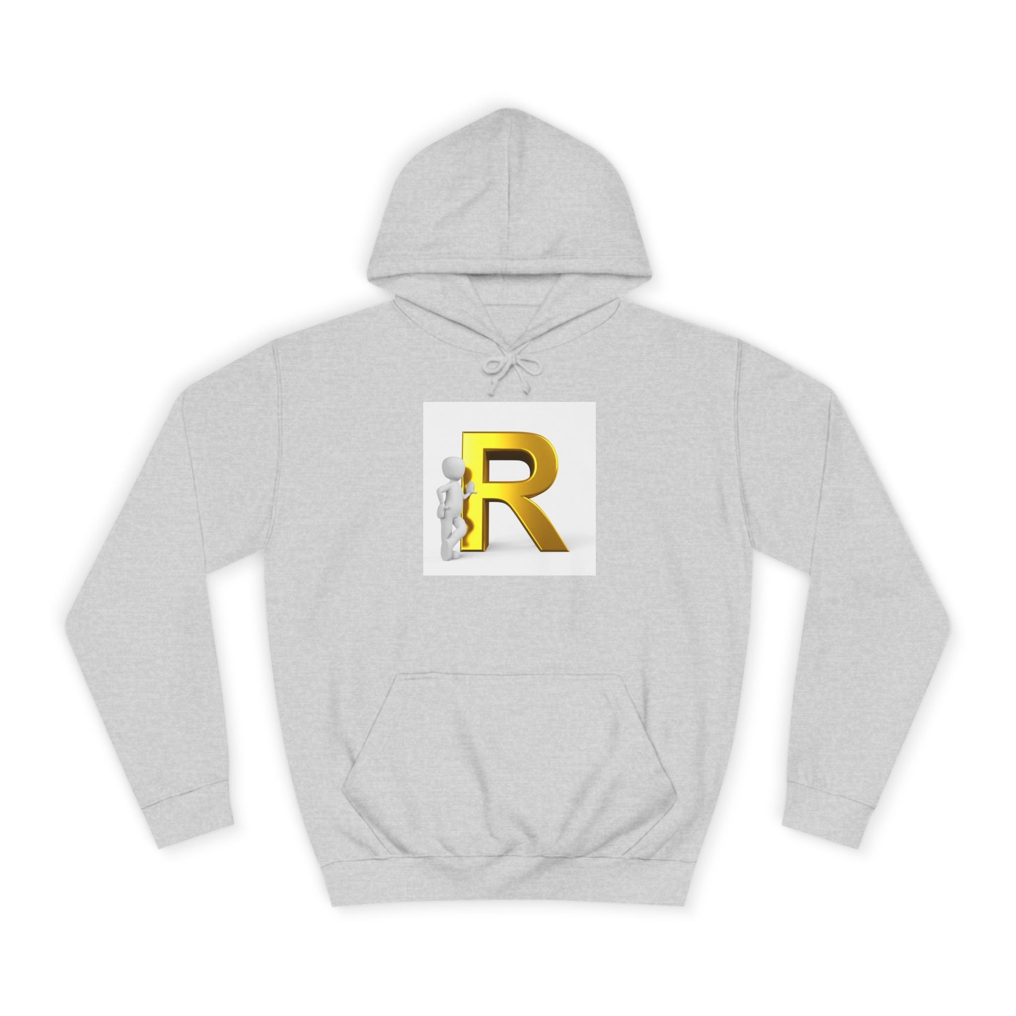 Gold Letter R Hoodie | 3D Character Leaning on R
