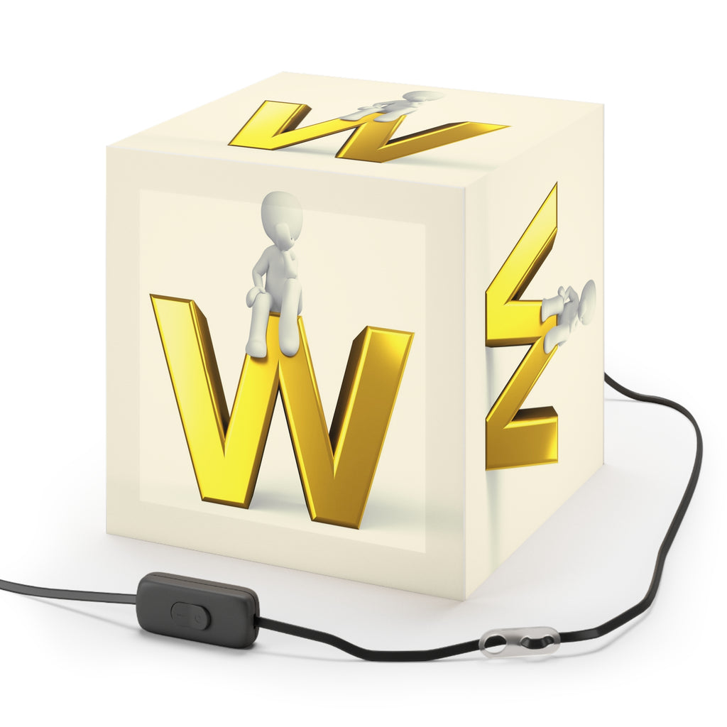 3D Gold Letter W Light Cube Lamp | Modern Alphabet Nightlight