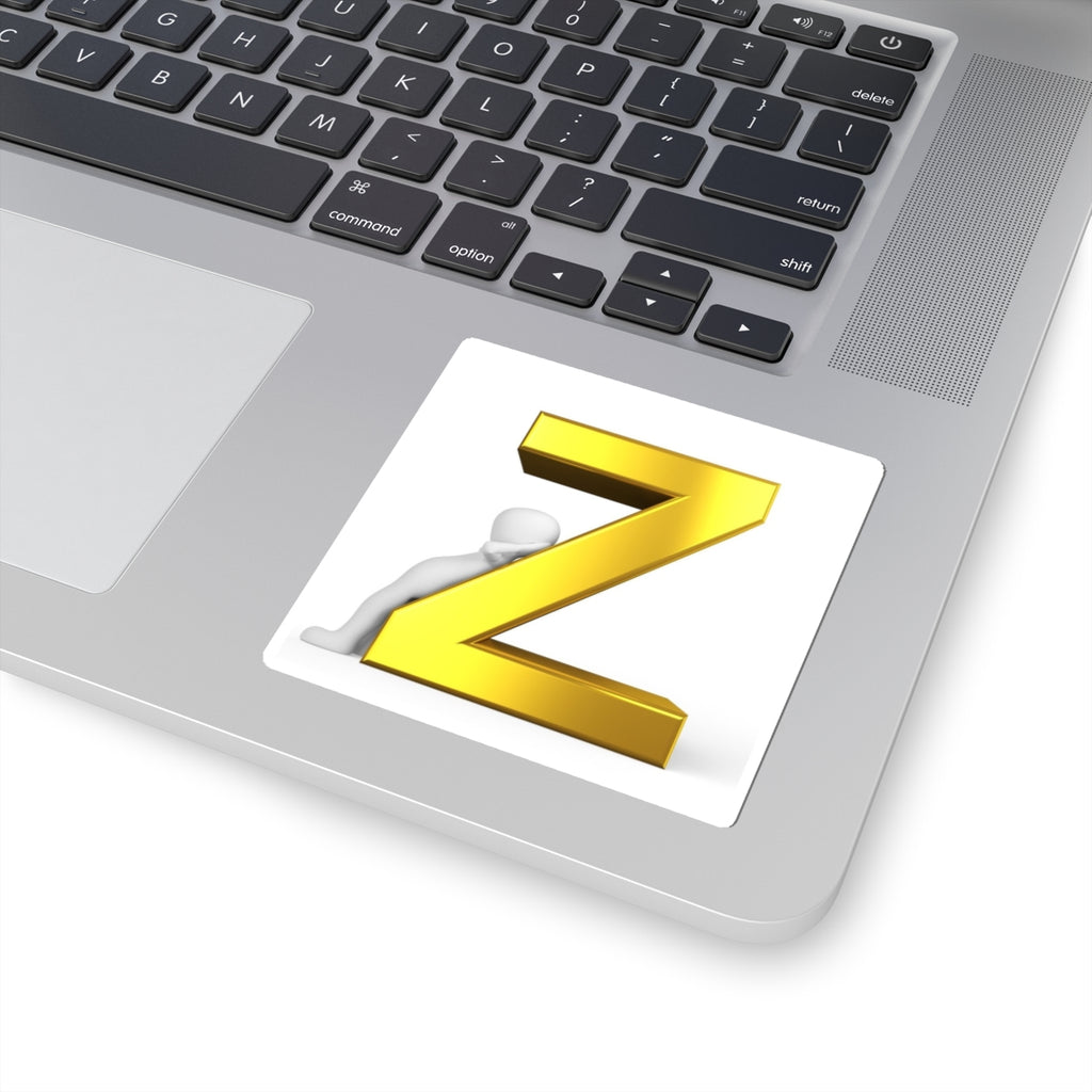 Gold 3D Letter Z Sticker | Alphabet Initial Laptop Decal