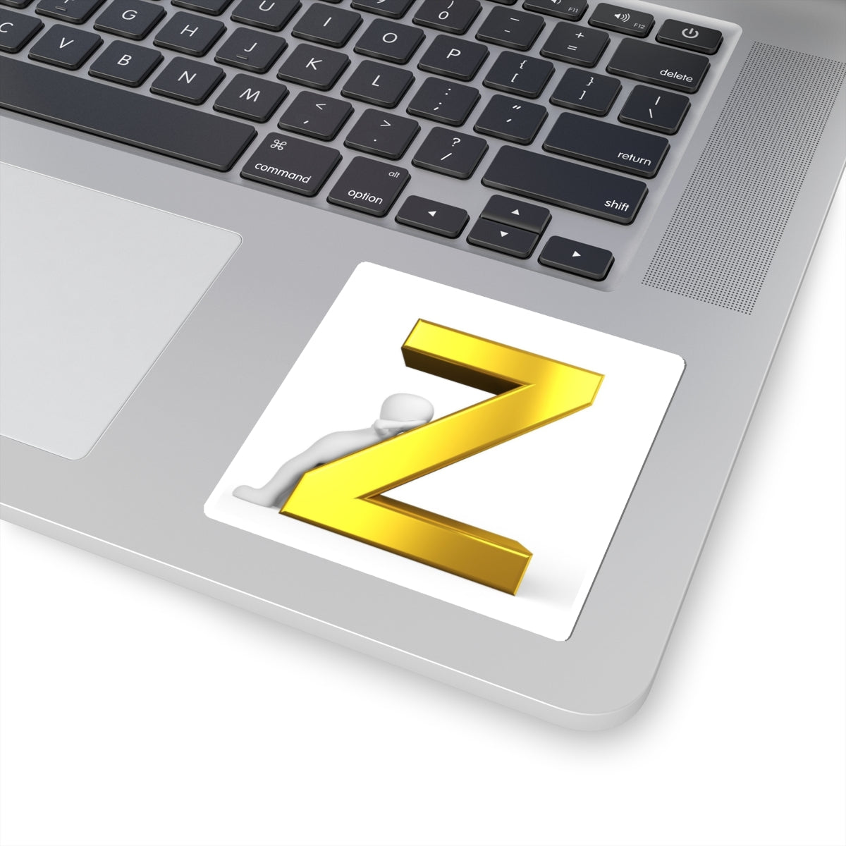 Gold 3D Letter Z Sticker | Alphabet Initial Laptop Decal