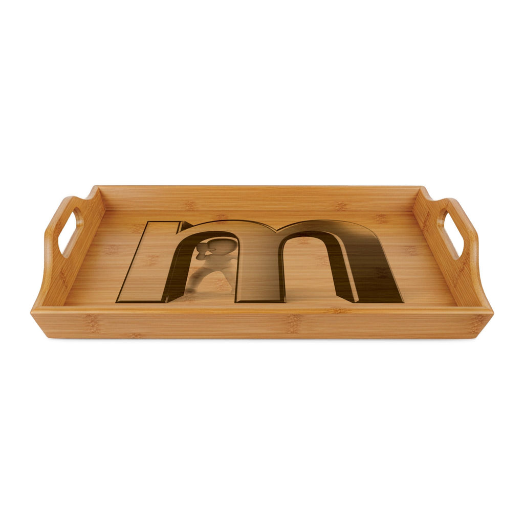 Lowercase Monogram M Serving Tray | Bamboo Engraved Initial Tray
