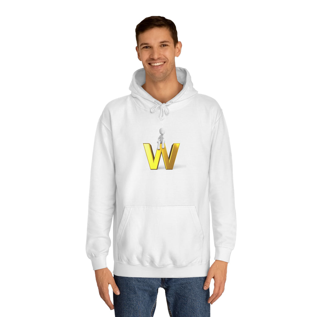 3D Gold W Letter with Sitting Figure Hoodie | Initial W Sweatshirt