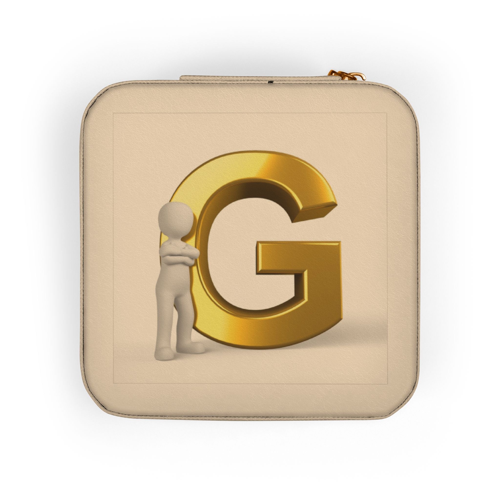 Gold Letter G Monogram Jewelry Travel Case | Compact Personalized Organizer