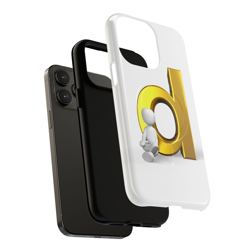 Gold Letter D with Sitting Character phone case | Magnetic Case