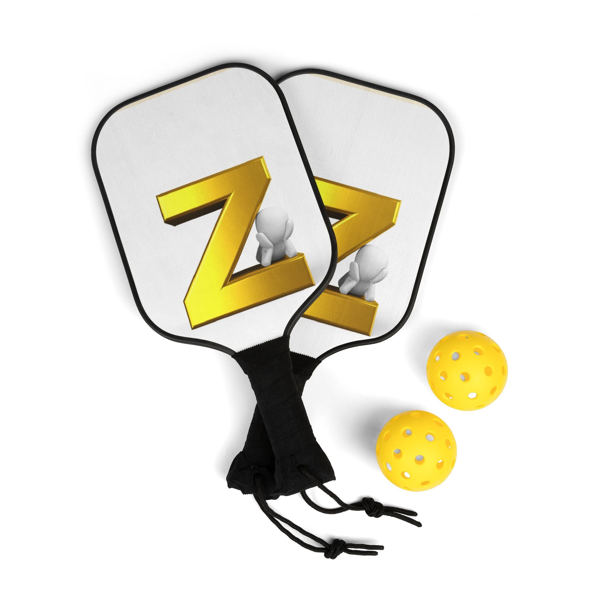 Gold Letter Z Logo Pickleball Paddle