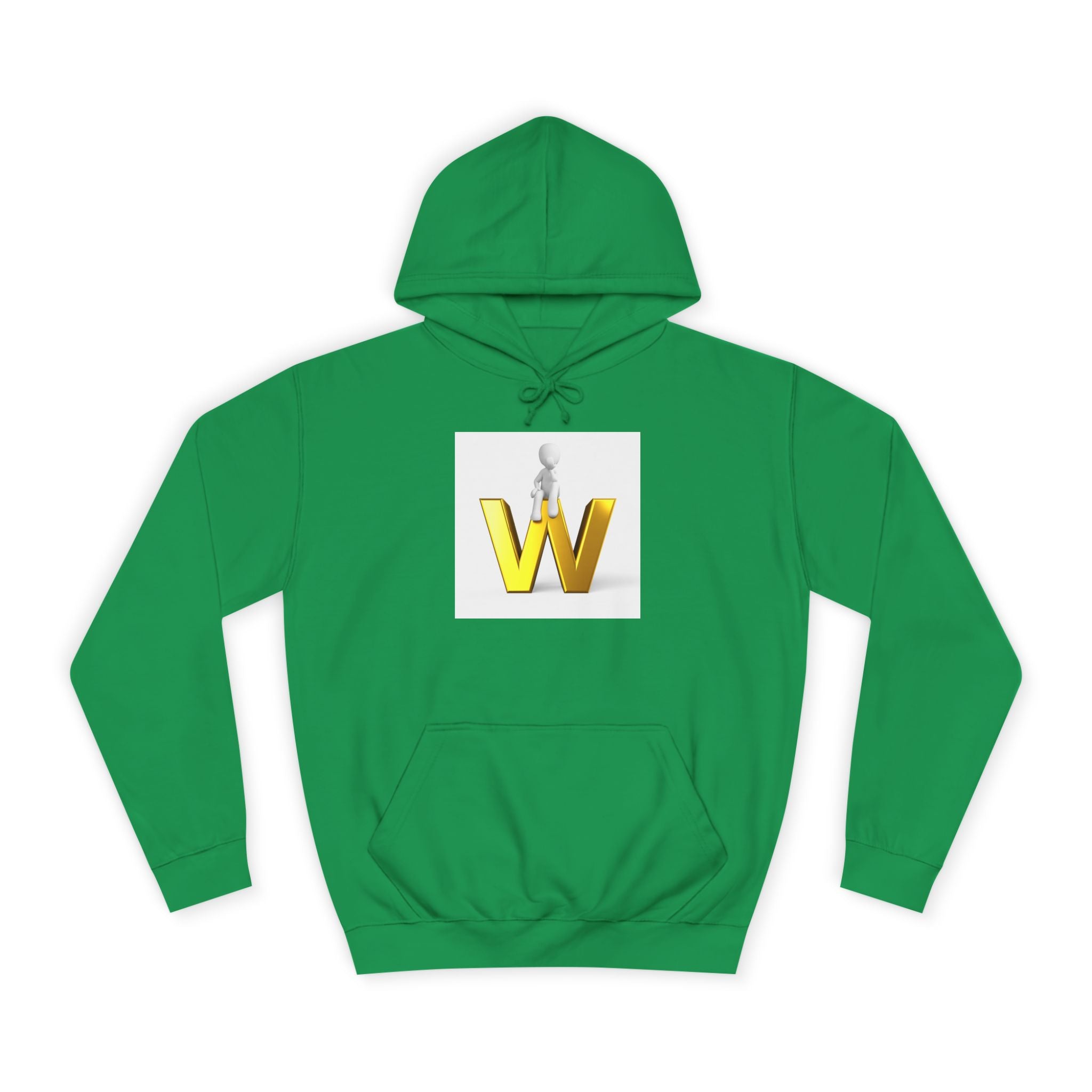 Sweat à capuche lettre W dorée 3D avec figurine assise | Sweat-shirt initiale W